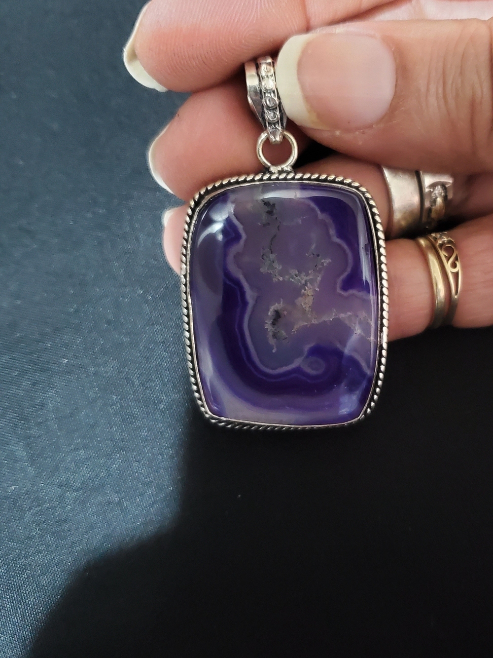 Silver Pendant With Natural Agate